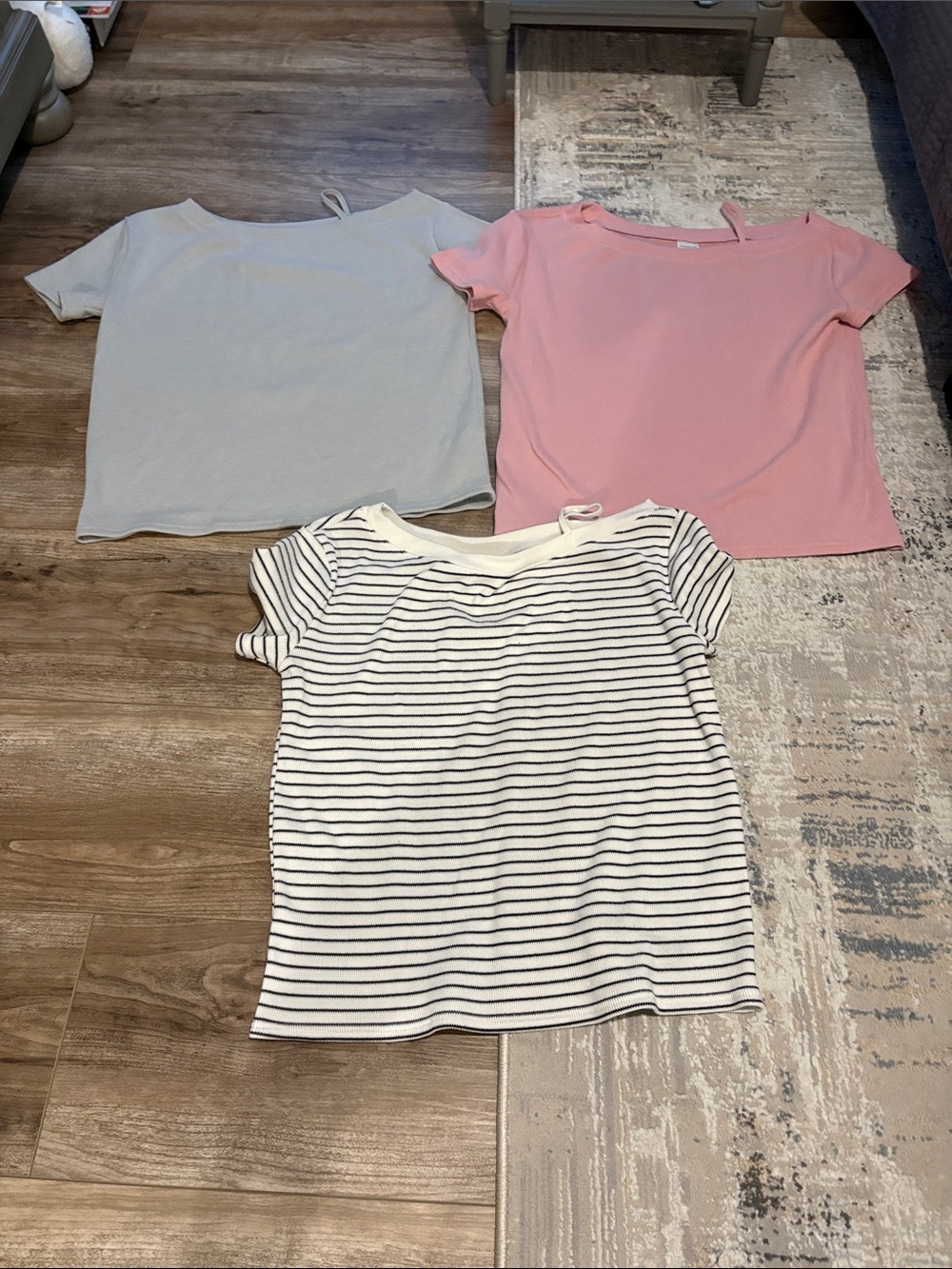 Size 17/18 big girls  Short-Sleeve Tee Pack - Pink, Light Blue & Striped